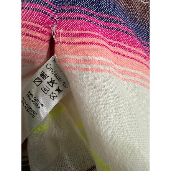 ONDADEMAR Embroidered Striped Tunic Cover-Up Top Loose Fit Swim Boho - Sz Small - Picture 7 of 7